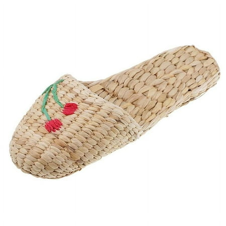 

Pair of Hand Knitted Straw Rattan Slippers Good Breathability - 4 40