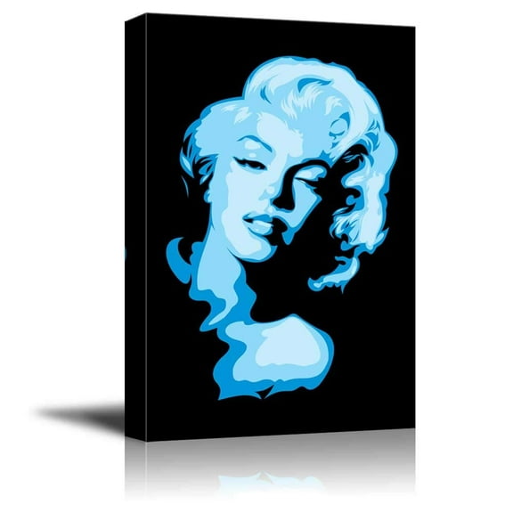 Artistic Portrait of Marylin Monroe in Blue Color Pop Art - Canvas Art Wall Decor - 24" x 36"