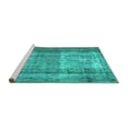 thumbnail image 2 of Ahgly Company Machine Washable Indoor Round Abstract Turquoise Blue Contemporary Area Rugs, 3' Round, 2 of 4