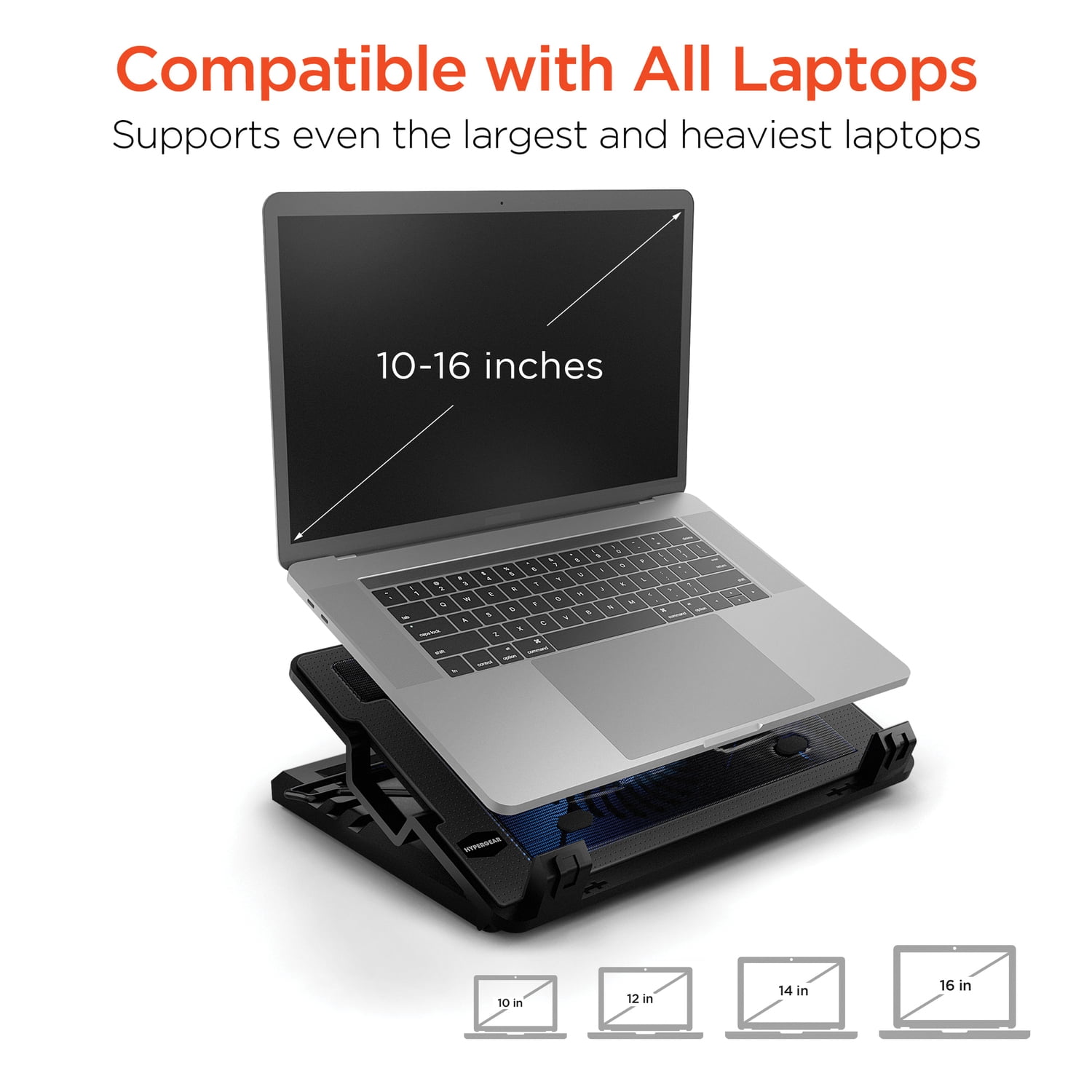 HyperGear 15614 UpRite Air Portable Laptop Cooling Stand Black