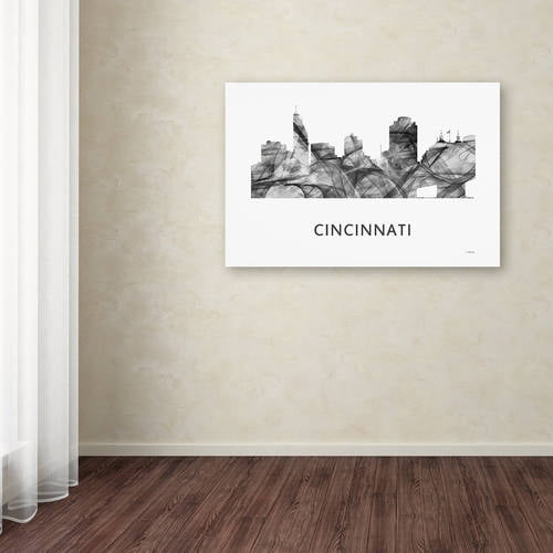 Trademark Fine Art 'Cincinnati Ohio Skyline WB-BW' Canvas Art by Marlene Watson