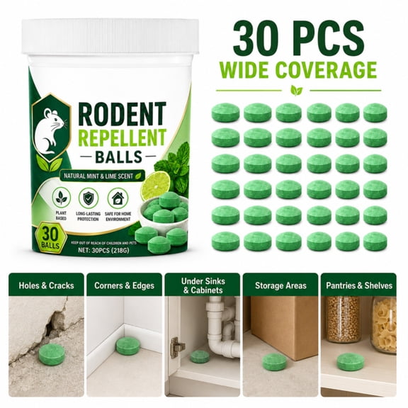 RPKPR 30PCS Rodent Repellent Balls, Natural Peppermint Oil Mouse Repellent for House Indoors, Safe for Pets, Mice & Rat Deterrent Tablets for Closet, Attic, Garage, Pantry