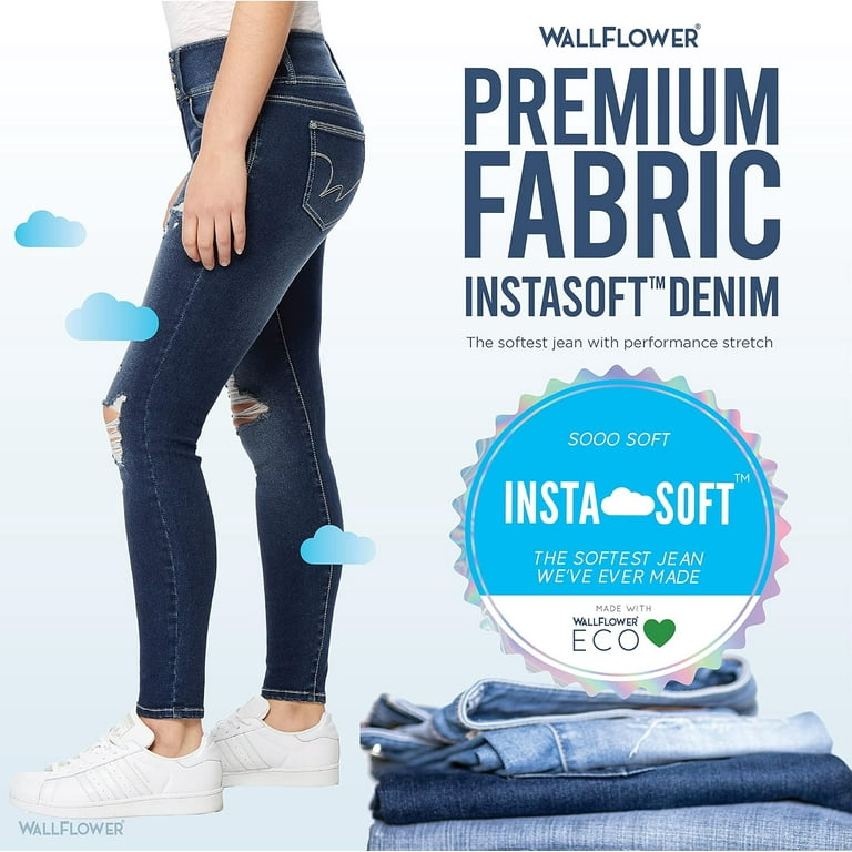  WallFlower Womens Sassy Skinny High-Rise Insta Soft Juniors  Jeans