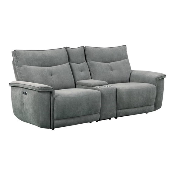 Lexicon Tesoro 3-Piece Wood & Fabric Love seat with Cupholders in Dark Gray