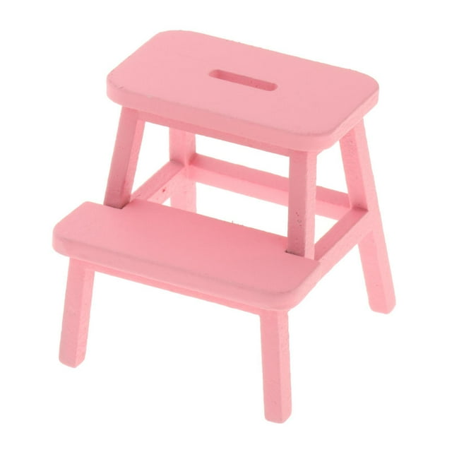 Silla de paso para casa de muñecas a escala 1:12, accesorio decorativo pintado a mano, mini silla hecha a mano Rosa