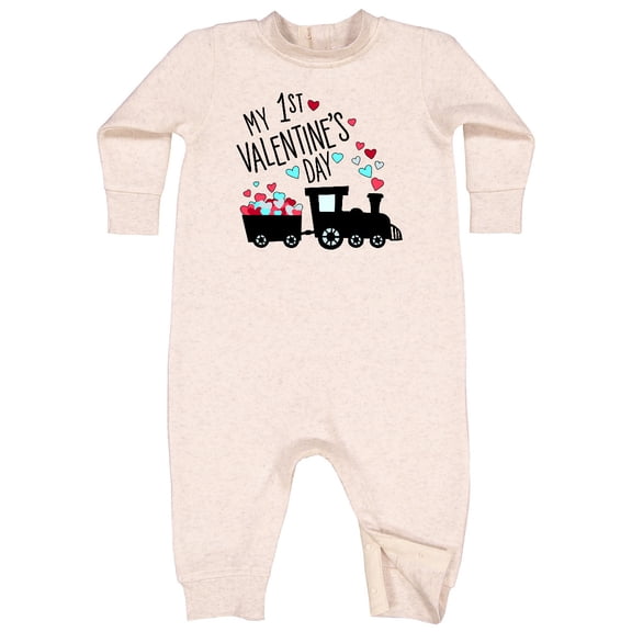 Inktastic My First Valentines Day Train Baby Fleece Romper