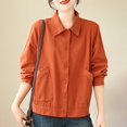 thumbnail image 5 of Women's Casual Solid Color Jacket Workwear Loose Fit Top Outerwear Lightweight Breathable Professional Office Attire | CSEONE,Orange XL, 5 of 9