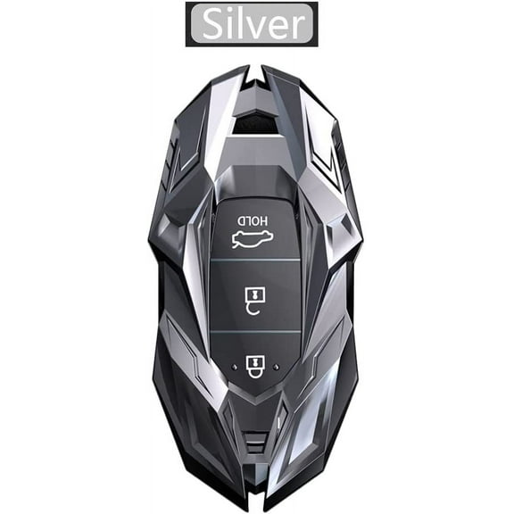 Zinc Alloy Metal Key Fob Cover for Hyundai i30 Azera ix35 Elantra Accent Santa Fe IG Grandeur,2017-2020 Hyundai Palisade with Key Chain (Silver)