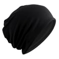 thumbnail image 2 of Cotton Slouchy Skull Cap Solid Stretchy Chemo Skull Hat For Women Men Black, 2 of 6