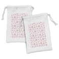 thumbnail image 1 of Paris Fabric Pouch Set of 2, Eiffel Towers and French Bouquets Bows with Romantic Pattern, Small Drawstring Bag for Toiletries Masks and Favors, 9" x 6", Pale Green Pale Pink, by Ambesonne, 1 of 2