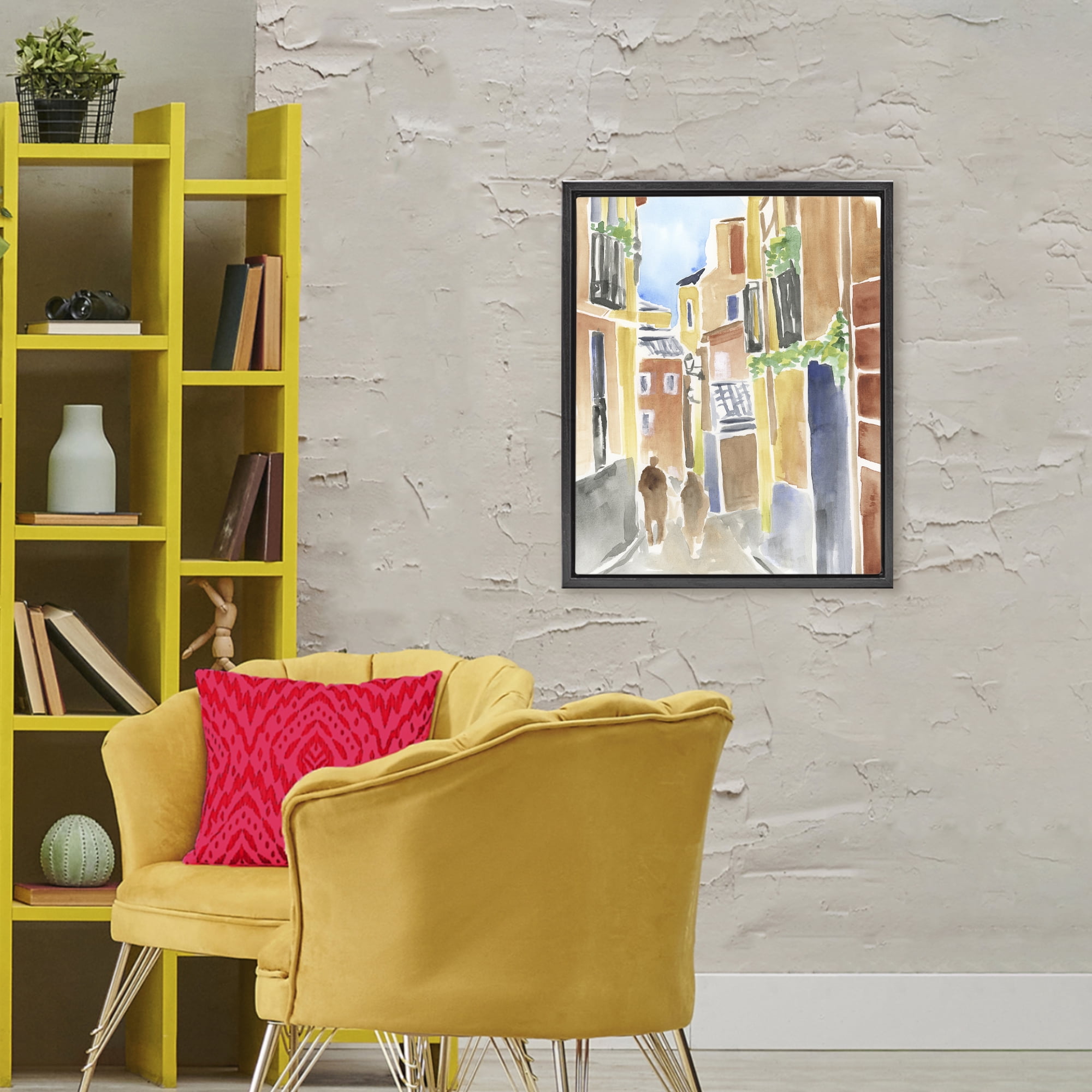 Stupell Industries Calles de Madrid Architecture Black Framed Floater Canvas Wall Art, design by June Erica Vess