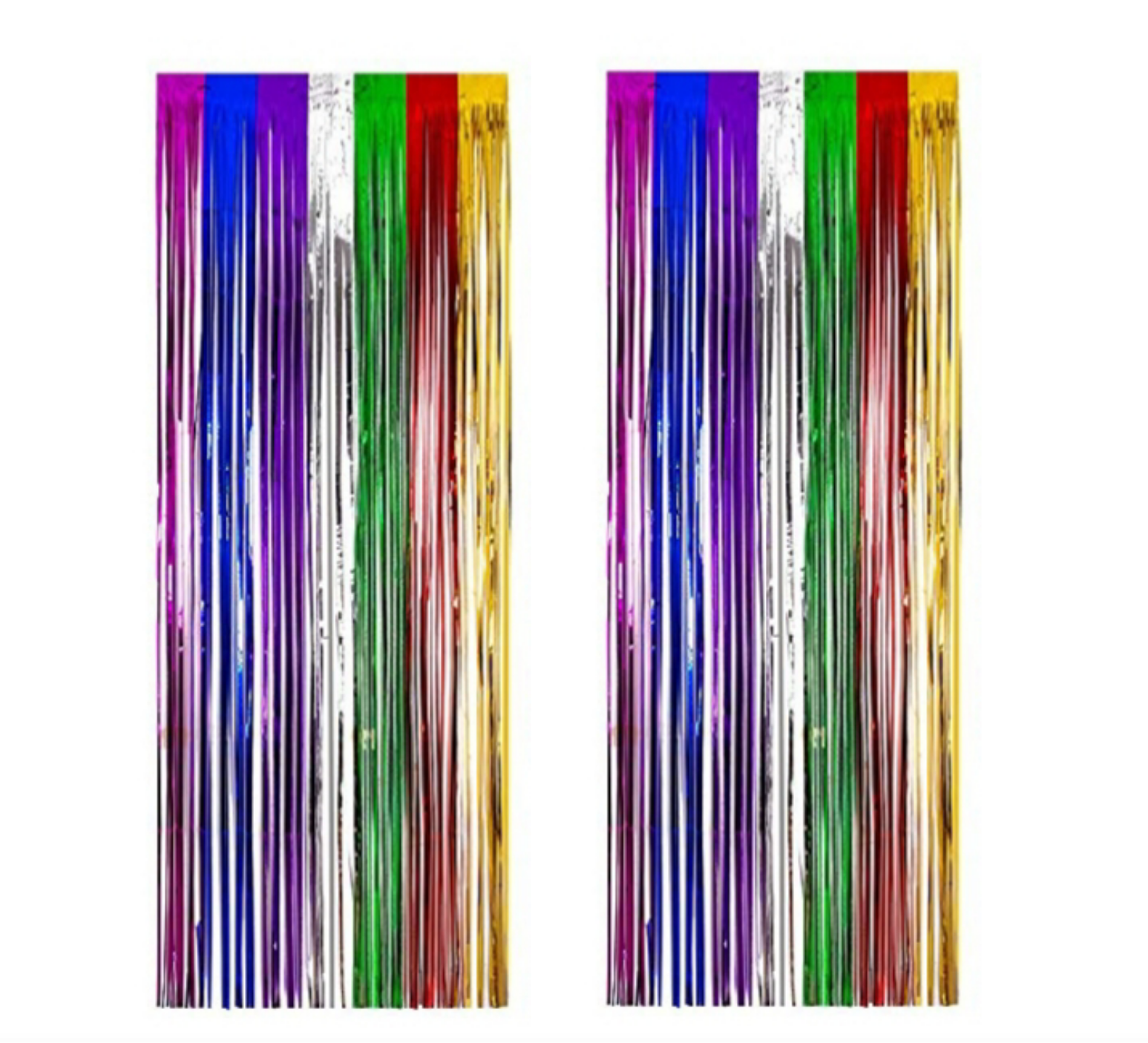 Pack of 2 Metallic Foil Fringe Curtains Birthday Party Wall Backdrop Decorations