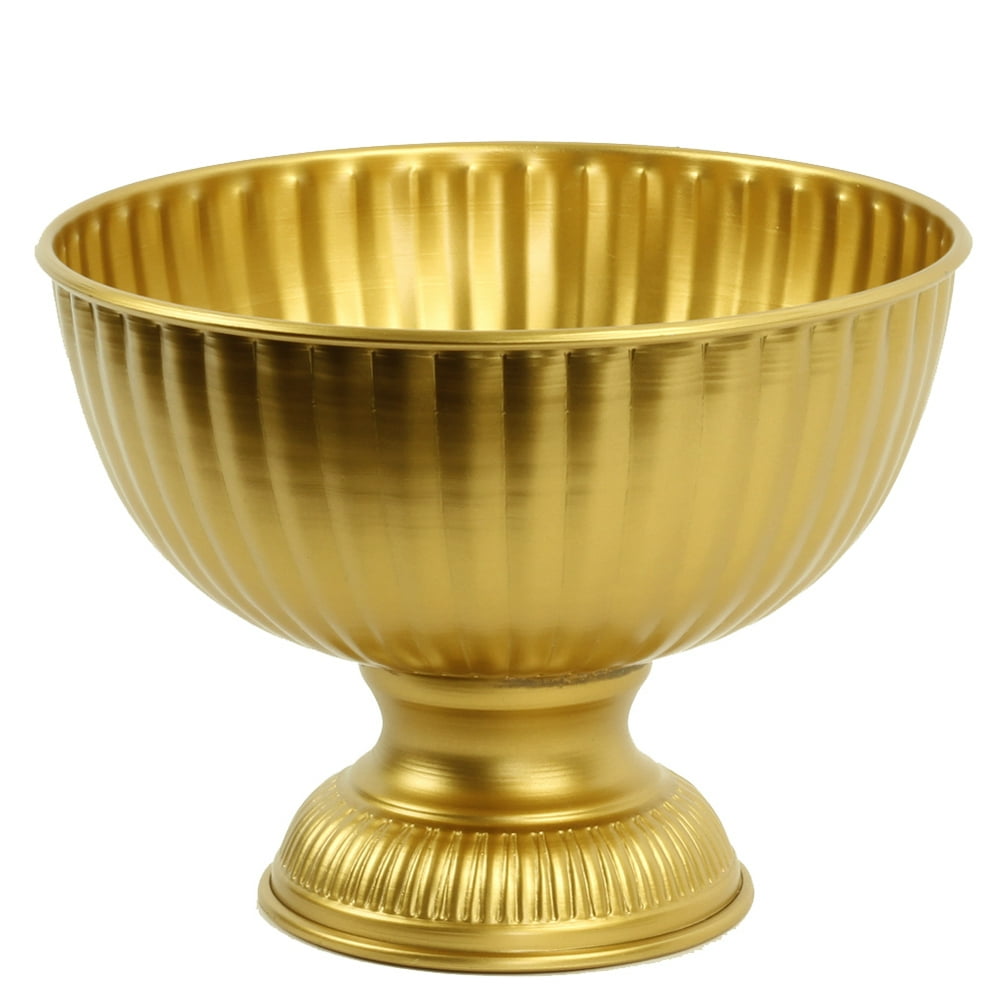 Koyal Wholesale Gold Metal Pedestal Bowl 10 x 8Inch Floral Compote
