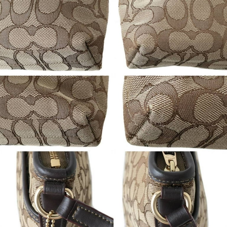 Pre Owned COACH Signature Canvas Zip File Crossbody Shoulder Bag