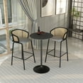 thumbnail image 5 of LeisureMod 27" Round Bar Height Dining Table with Sintered Stone Top Pub Table and Black Stainless Steel Pedestal Base for Modern Kitchen and Dining Room Verve Collection in Black Marbleized, 5 of 8
