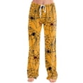 thumbnail image 3 of IYYVV Halloween Pajama Pants Women Horror Trendy Ghost Print Drawstring Pjs Halloween Stretch Lounge Skull Spooky Orange Lounge Pants Multicolor L, 3 of 5