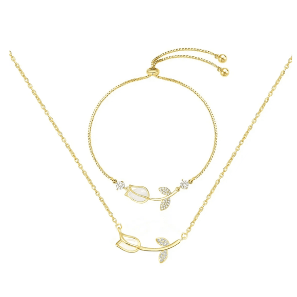 2pzs Collar Y Pulseras Tulipán Ideal para regalo