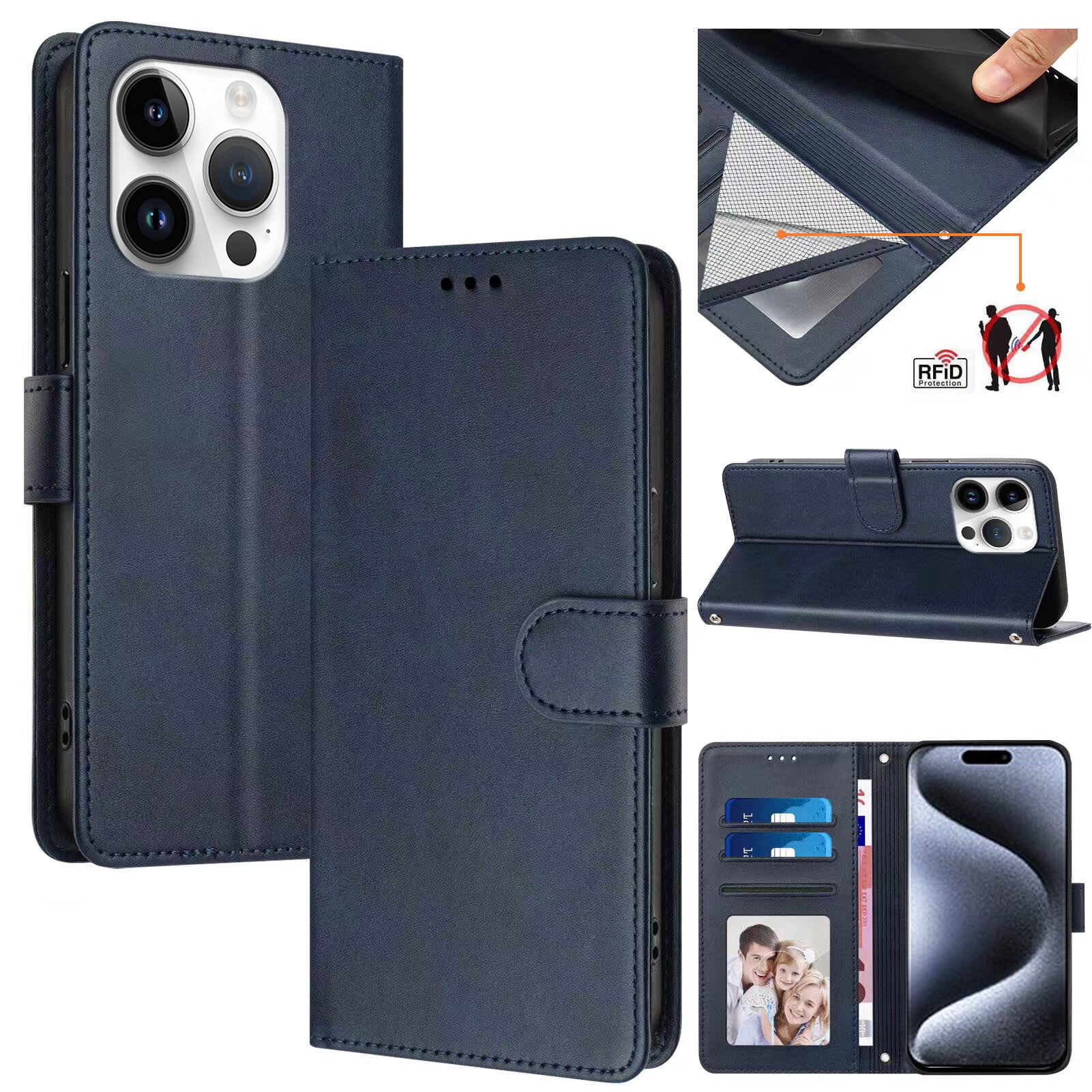 iPhone 14 PRO MAX Case ,RFID Blocking Cover Crossbody Lanyard Flip Leather Wallet Case for iPhone 14 PRO MAX