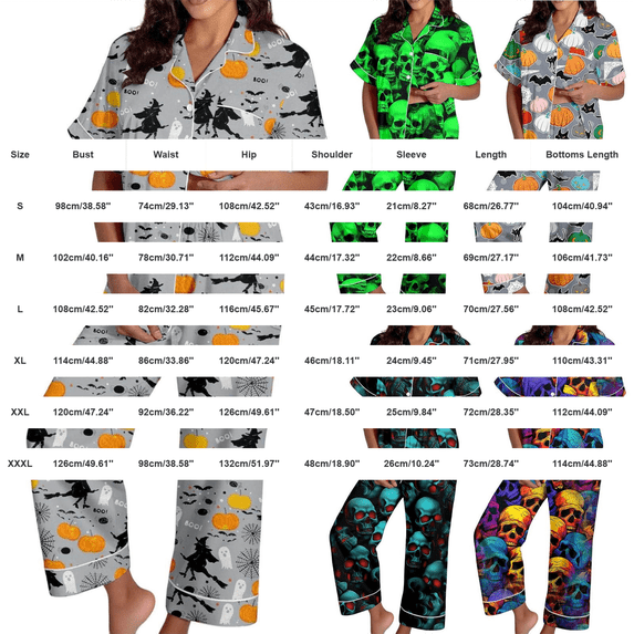 Halloween Pajamas Halloween Pumpkin Print Plus Size Wide Leg Button Pajamas for Women Set