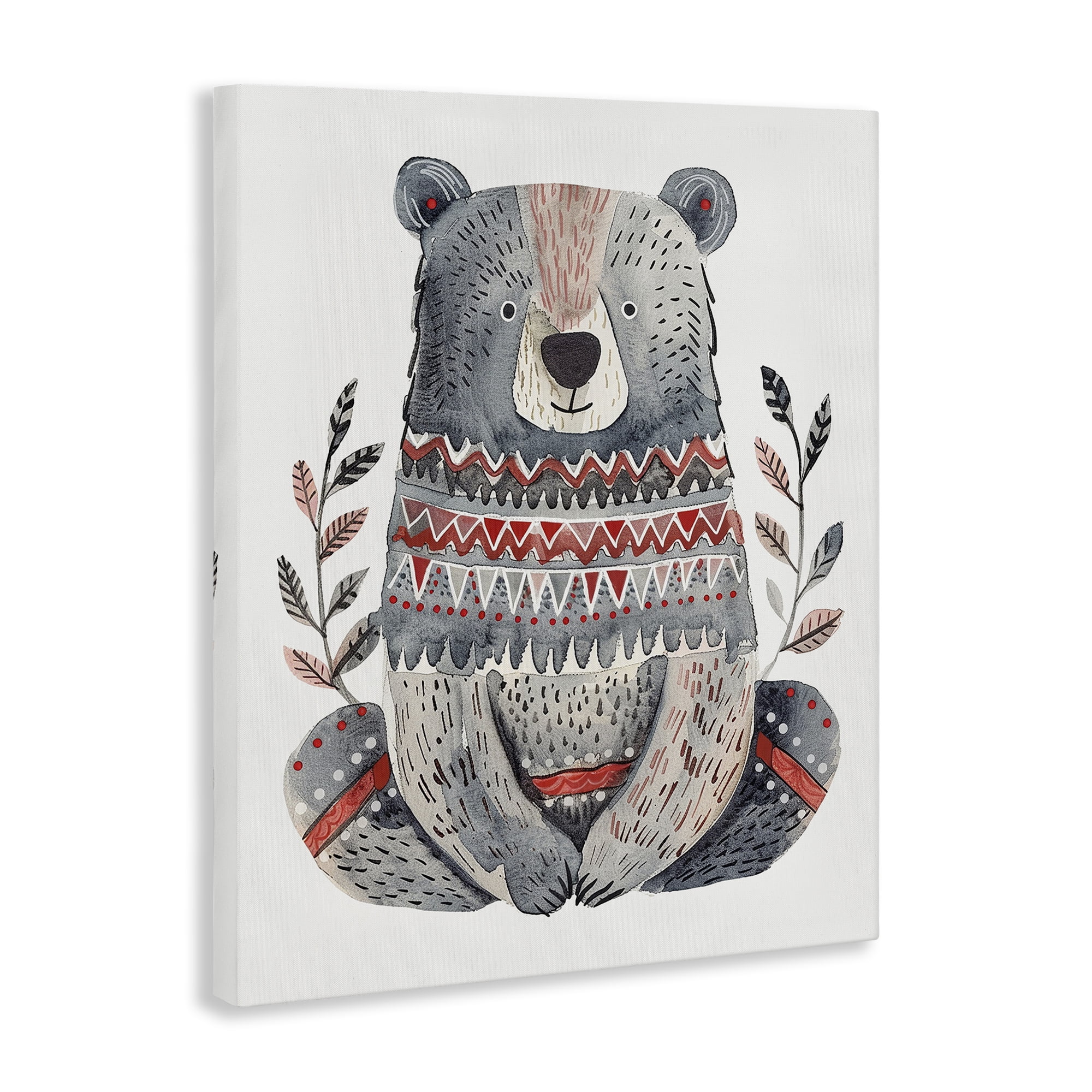 Stupell Industries Scandinavian Style Bear Animals Painting Wrapped Canvas Art Print Wall Art, 16 x 20