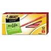 BIC Round Stic Xtra Life Ball Pen, Medium Point (1.0mm), Red, 12 Count, Flexible Round Barrel for Writing Comfort