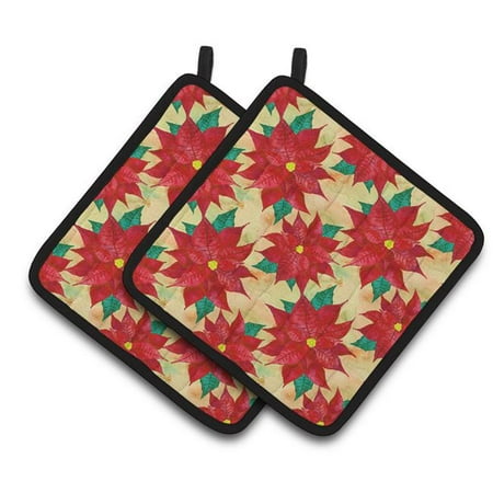 

Poinsetta Christmas Pair of Pot Holders