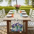 thumbnail image 4 of Table Runners 72 Inches Long Dress Scarves, Hello Spring Farmhouse Kitchen/Dining Table Runner, Coffee Tablerunners, Pastoral Purple Bottle Floral Rustic Burlap 18x72 Inch, 4 of 9