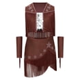 thumbnail image 5 of Aiihoo Kids Girls Tassel Jazz Dance Outfits Fringe Sequin Tops Skirt with Built-in Shorts And Oversleeves Western Cowgirl Wear Brown 14, 5 of 7