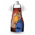 thumbnail image 3 of Feminist Apron, Illustration of Retro Strong Powerful Woman Showing Arm Muscle Vintage Theme Print, Unisex Kitchen Bib with Adjustable Neck for Cooking Gardening, Adult Size, Multicolor, by Ambesonne, 3 of 4