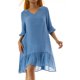 thumbnail image 1 of SAYOO Vestido de Mujer, Cuello en V, Sólido, con Volantes, Suelto, de Verano, Casual, Vestido de Playa SAYOO Sexy, 1 of 9