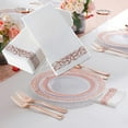 thumbnail image 2 of 50 Disposable Hand Towels   Soft and Absorbent Line-Feel Dinner Napkin  Elegant Decorative Paper Guest Towels for Kitchen  Bathroom Weddings Parties  Gold and White, 2 of 6