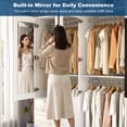 thumbnail image 6 of ANPOO 4 Door Wardrobe Closet with 2 Drawers & Mirror, 70"H High Gloss LED Wardrobe Armoire with Hanging Rod, Wooden Large Freestanding Storage Wardrobe for Bedroom, High Gloss White Armoire, 6 of 10