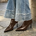 thumbnail image 4 of HAPIMO Women Ankle Boots Pointed Toe Heel Back Zipper Glossy Patent Upper Slim Shaft For Formal Banquet And Evening Social Activities Brown 37, 4 of 6