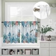 thumbnail image 5 of Kitchen Window Curtains Valance and Tier Set, Blue Ocean Gradient Seaweed Rod Pocket Tier Curtain Valance Set, Summer Nautical Starfish Coral Light Filtering Cafe Curtains for Bedroom Living Room, 5 of 9