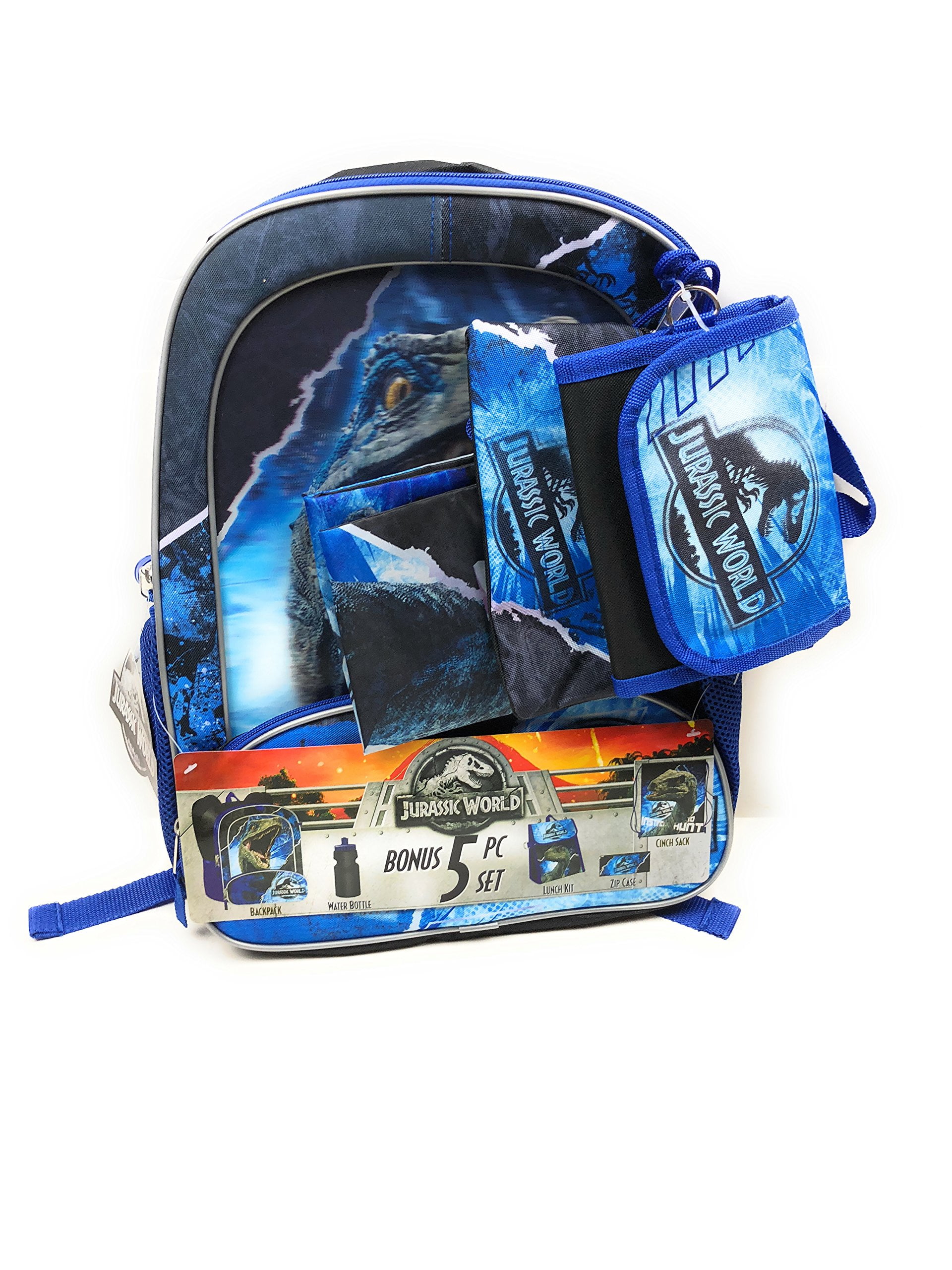 Pencil Case & Water Bottle Set Kids Jurassic World Backpack Cinch Sack Lunchbox 