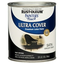 2-Pack of 1 qt Rust-Oleum 267332 Canyon Black Painter’s Touch 2X Ultra Cover Premium Latex Paint, Satin