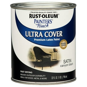 2-Pack of 1 qt Rust-Oleum 267332 Canyon Black Painter’s Touch 2X Ultra Cover Premium Latex Paint, Satin