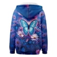 thumbnail image 6 of Fshinging Butterfly & Floral Zip Up Hoodie Jacket Graphic Long Sleeve Plus Size Sweatshirt Blue XL, 6 of 6