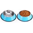 thumbnail image 1 of Cuenco para perros de acero inoxidable, comida y agua, plato para cachorros antideslizante y apilable para perros grandes, medianos y pequeños (paquete de 2 azules) Rojo Verde, 1 of 2