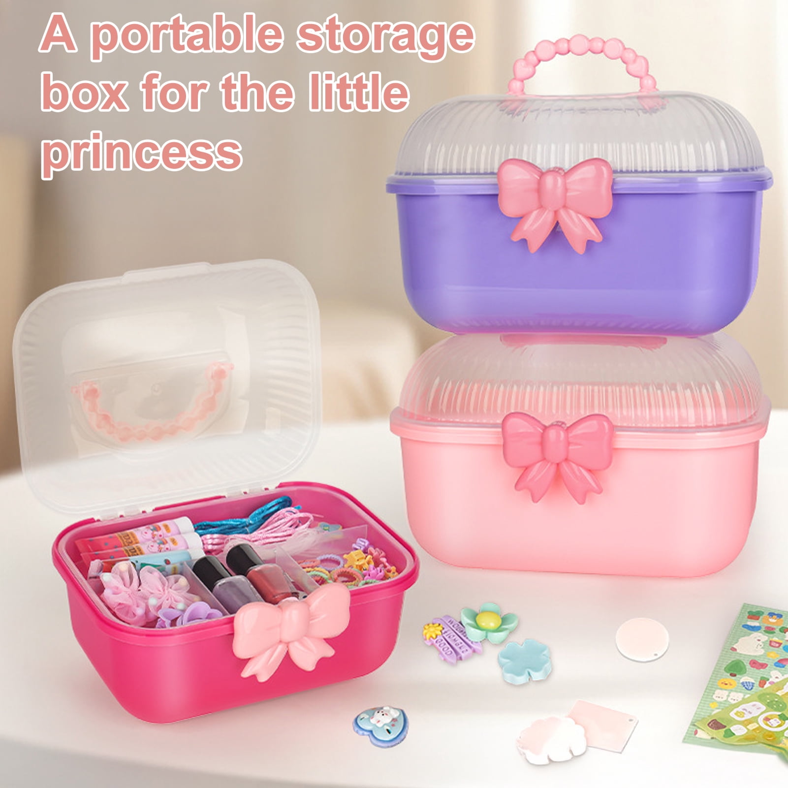 OIUR Portable Nail Tool Box Large Capacity Double Layer Multipurpose Hairpin Storage Case Jewelry Organizer