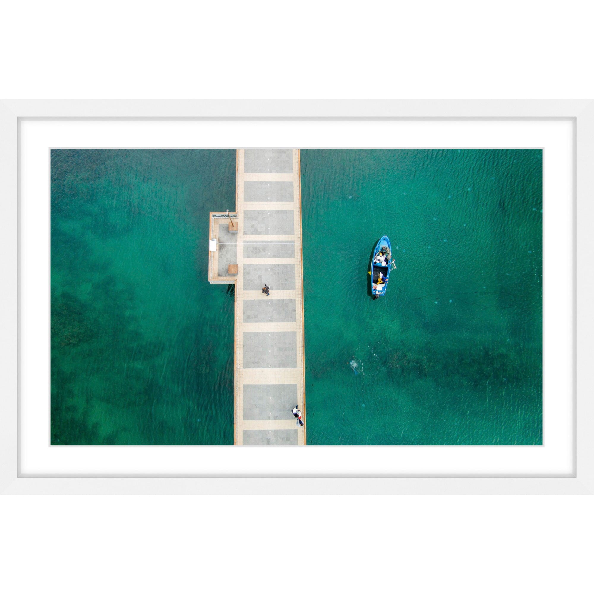 Marmont Hill "Floating Blue Boat" By Karolis Janulis Framed Painting Art Print, 30.0" x 1.5"