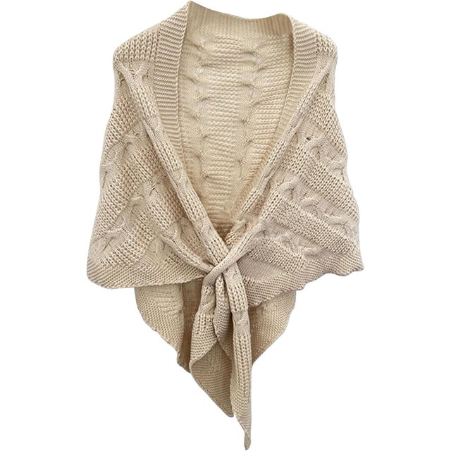 LinYooLi Poncho Cape Élégant pour Femmes - Croisé devant Couleur Unie - Cardigan Tricoté