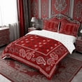 thumbnail image 3 of meiyoeat Red Paisley Print Duvet Cover Queen For Girls,Classic Boho Floral Queen Bedding For Adults,Reversible,3-Piece(No Comforter), 3 of 6