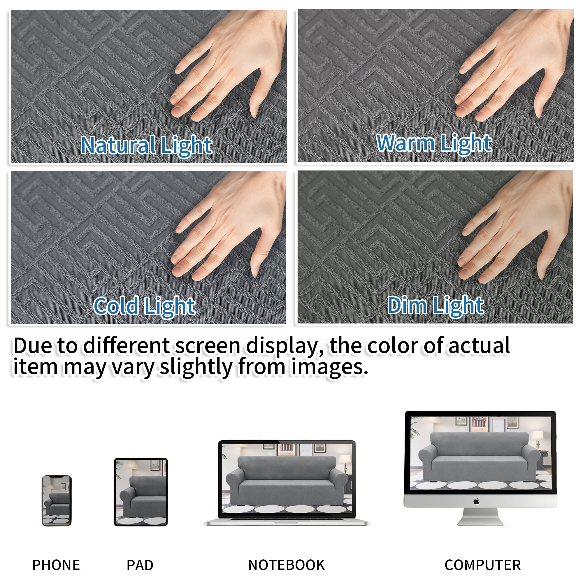 JIATER 1-Piece Sofa Cover Stretch Couch Cover Washable Sofa Slipcover Furniture Protector for Loveseat Sofa,Light Gray