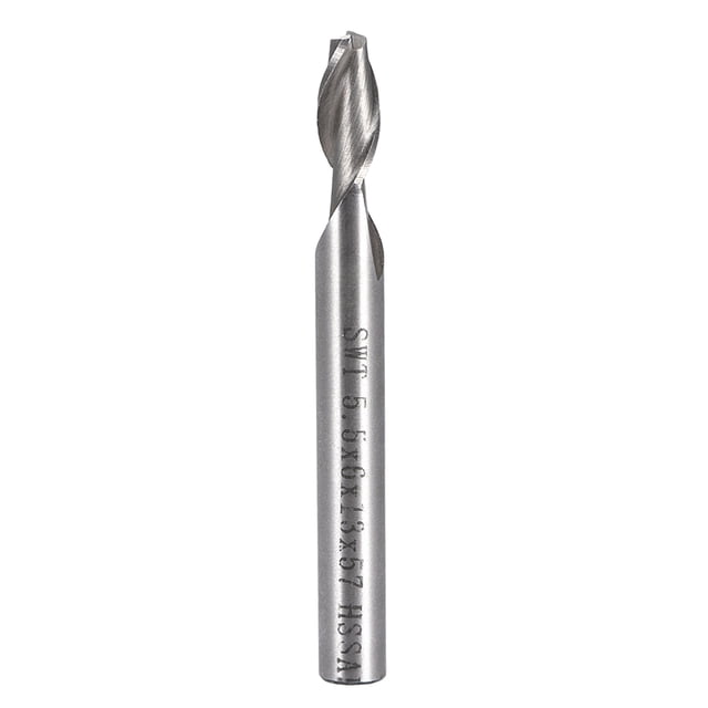 Unique Bargains 5.5mm Cutting HSSAL Spiral Drill Bit Straight End Mill Cutter 2 Flute with 6mm Shank