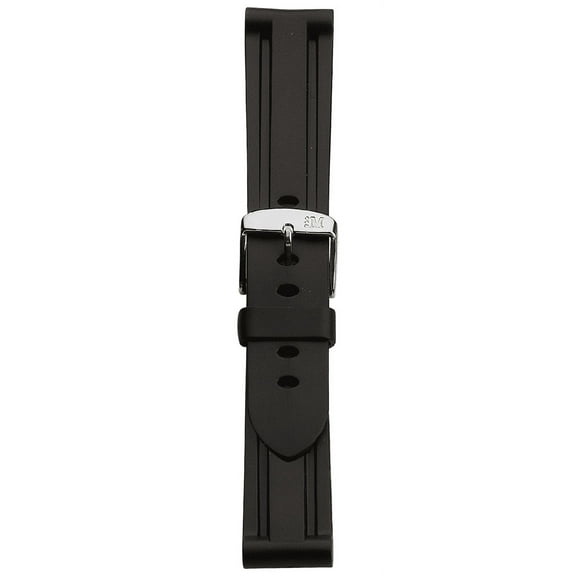 Morellato Mariner Rubber Watch Strap - Black - 20mm - Chrome-plated Stainless Steel Buckle - RUBBER Collection