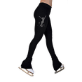 thumbnail image 1 of Chloe Noel P622F All Black 3" Waist Band Light Weight Fleece Figure Skating Pants w/ Mini Jump Skater Crystals Combination, 1 of 1