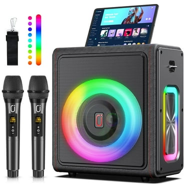 JYX Portable Bluetooth Karaoke Machine with 2 Wireless Mics, 6.5-Inch Subwoofer, Karaoke PA System, MS75