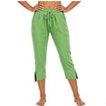 thumbnail image 5 of Womens Capri Pants,Capri Pants for Women 2026 Elastic Waist Drawstring Stretchy Summer Pant Side Split Casual Lounge Capris with Pockets, 5 of 7
