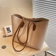 thumbnail image 2 of Bolsos de mano sencillos de gran capacidad para mujer 2022, bolso de mano informal de cuero de PU para mujer, bolso de compras de viaje de color sólido, bolso bandolera, 2 of 5